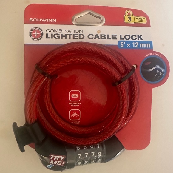 Schwinn Other Schwinn Steel Cable Combination Bike Lock With Light